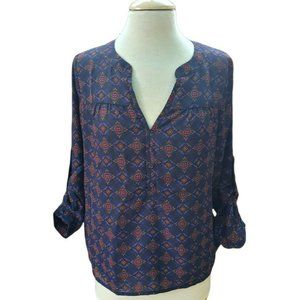 Skies Are Blue 3/4 Sleeve Polyester Blouse Women's XS Petite EUC